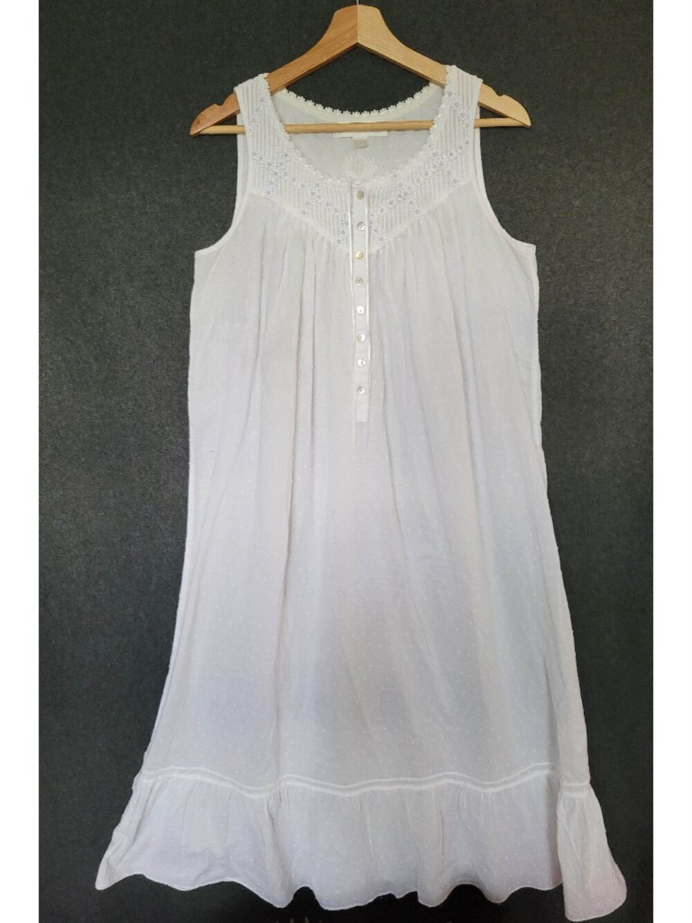 Eileen West Poetic White Cotton Nightgown Sleeveless Cottagecore Prairie Modest
